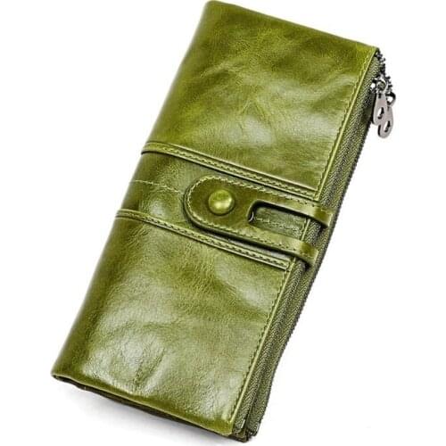 New Style Wallets Women 100% Genuine Leather Card Holder Wallet Womens Long Wallet Zipper Purse Coin Purse Money Bag Cluth