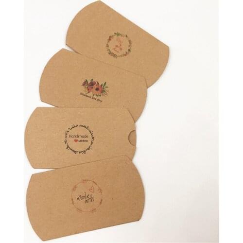 Pillow Box Handmade Kraft Paper Candy Biscuit Gift Decoration Accessory Packing Paper Box Small Size Thank You Love 20Pcs/Lot