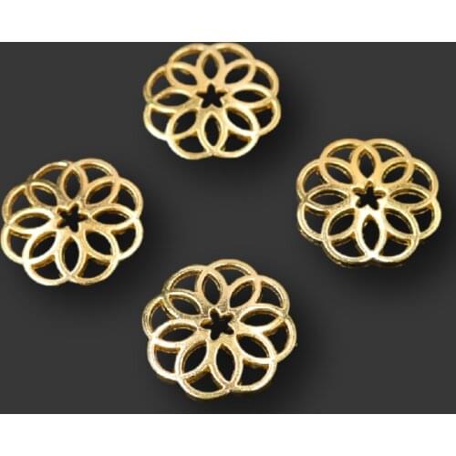 10pcs Gold Plated Hollow Flower of Life Connector Earrings Bracelet Metal Accessories DIY Charm For Jewelry Crafts Making A315