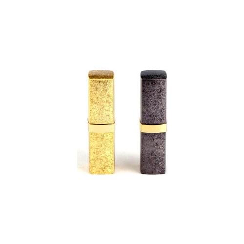 Empty plastic golden lipstick tube 12.1mm, square gold lip rouge case