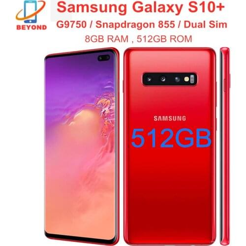 Samsung Galaxy S10+ S10 Plus G9750 Dual Sim 512GB ROM 8GB RAM Snapdragon 855 Octa Core 6.4" NFC 4G LTE Original Mobile Phone