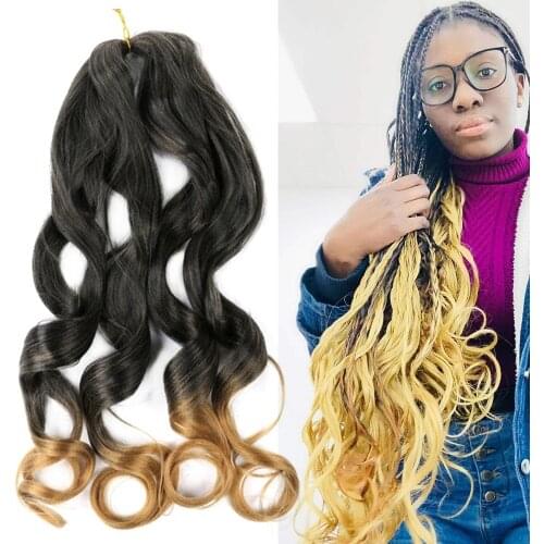 YunRong Synthetic Spiral Curls Braiding Hair 24Inches 150g For Woman Crochet Hair Loose Wave Crochet Hair Boundy French Curls