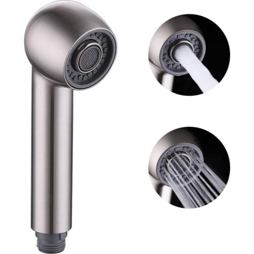 Kitchen Sink Pull Down Faucet Head Replacement 2-Functions Pull Out Sprayer Head Brushed Nickel