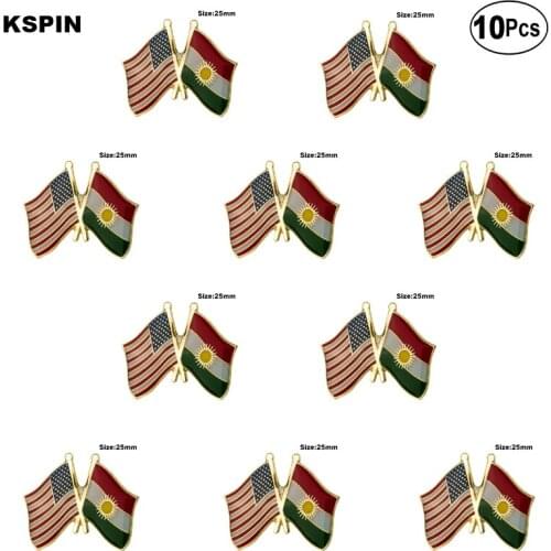 U.S.A. & KURDISTAN Lapel Pin Flag badge Brooch Pins Badges 10Pcs a Lot