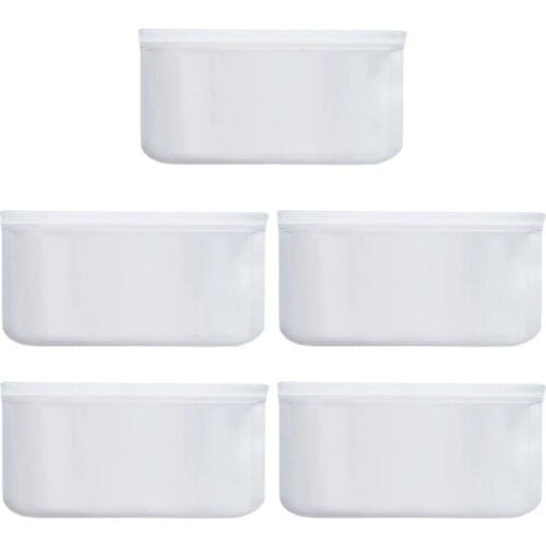 Storage Bags Seal Kitchen Tools Transparent 5PCS PEVA Degradable Silicone For Frozen Food Sandwich Reusable Safe Leakproof