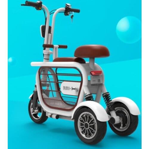 Three Wheels Electric Scooter 400W 48V 70KM Electric Bicycles With Pet Basket/Child Seat Mini Portable Electric Tricycle E Bike