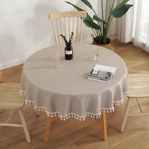 Vintage Nordic Round Lace Tablecloth Waterproof Tassel Coffee Store Table Cover Towel