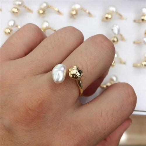 New Arrival Real Freshwater Pearl Ring Adjustable Finger Ring Free Size Ring Jewelry Women Female Girl Party Gift 10pcs/lot
