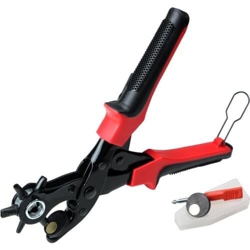 ZtDpLsd Heavy Duty Strap Leather Hole Punch Hand Plier Belt Revolving Diy Eyelet Puncher Revolve Sewing Machine Bag Setter Tool