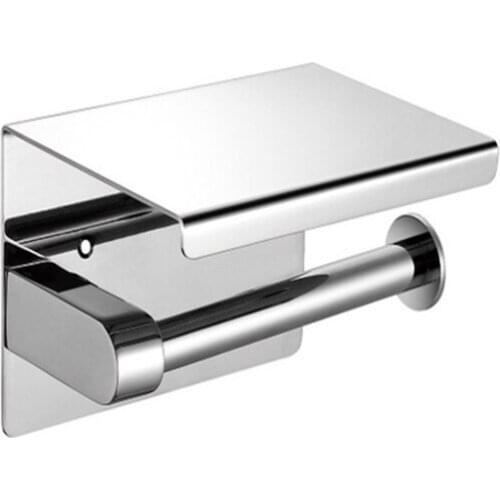 04 Stainless Steel Toilet Paper Holder with Phone Shelf Toilet Tissue Wall Toilet Roll Holder Bathroom Accessories