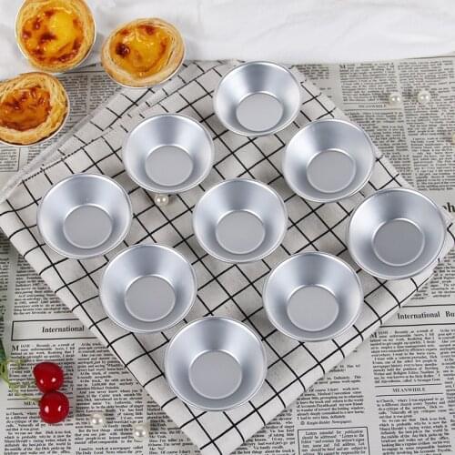 1pcs Reusable Silver Stainless Steel Cupcake Egg Tart Mold Cookie Pudding Mould Nonstick Cake Egg Baking Mold Cake Mold Bakeware