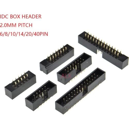 10pcs dip 6/10/20/26/34/40 PIN 2.0MM pitch MALE SOCKET straight idc box headers PCB CONNECTOR DOUBLE ROW 10P/20P/40P DC3 HEADER