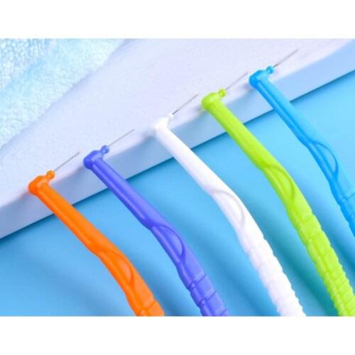 10 Pcs Interdental Brush Micro Size 0.6-1.2mm L-shaped Oral Care Floss Brush can CSV