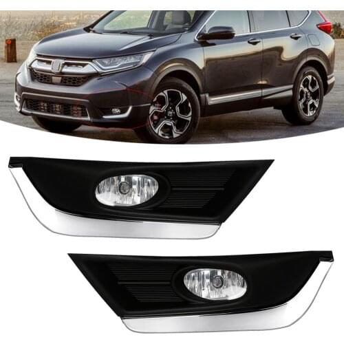 2PCS Car Fog Light Assembly Fit For Honda CR-V 2017-ON With Wires Switch Chrome Trim Auto Front Bumper Running Drive Lamp