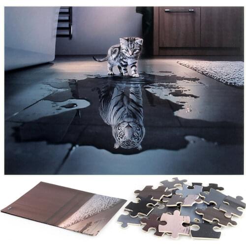 3d Cat Tiger Puzzle 1000 Pieces Of Adult Jigsaw Clasic Montessori Parper Puzzles Adulto Education Puzzle Gift Antistress Toys