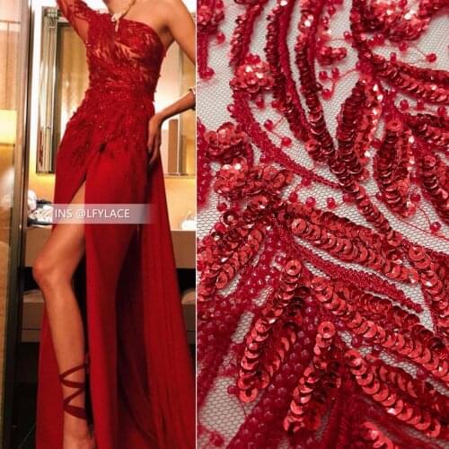 DHL Free 5 Yards African Beaded Velvet Lace Fabric Soft Warm French Velvet Voile Lace Fabric For Nigerian Party Wedding