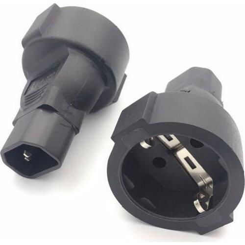 2Pcs Power Plug Adapter IEC 320 C14 to EU European German Female Power Adapter For PDU UPS IEC320 Germany French Female Socket