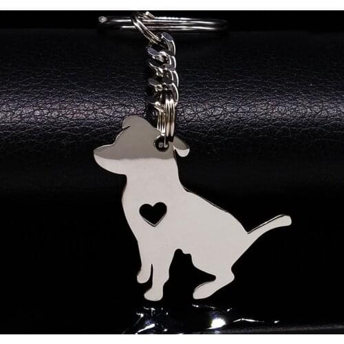 2021 Handmade Memorial Dog Silver Color Stainless Steel Keychain Fashion Heart Pet Keychain for Women Jewelry llaveros K930S01