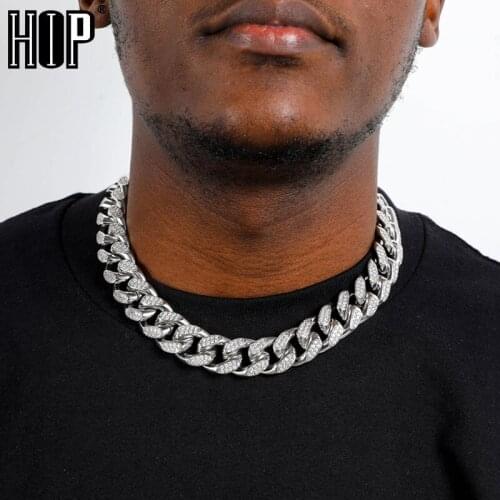 Hip Hop 19MM Cuban Link Chains Bling Iced Out CZ Setting AAA+ Cubic Zirconia Necklace For Men Women Jewelry