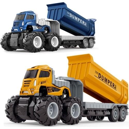 Childrens Four-drive Inertial Alloy Transport Trailer Engineering Freight Vehicle Simulation Toy Car Model