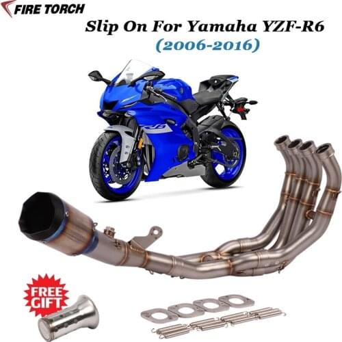 For Yamaha YZF-R6 r6 2006-2016 Full System Exhaust Escape Modified Front Mid Link Pipe Carbon Fiber Muffler Motorcycle Exhaust