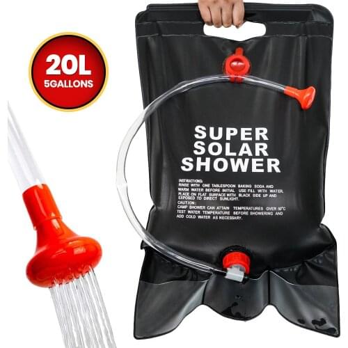 Shower Bag for Camping 20L Solar Portable Bag with Switch Hose and Shower Head for Outdoor Hiking Picnic Swimming