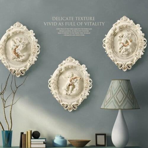Europe 3D Stereo Cute Cupid Angel Wall Background Resin Mural Home Decoration Crafts Livingroom Bedroom Ornament Hanging Pendant