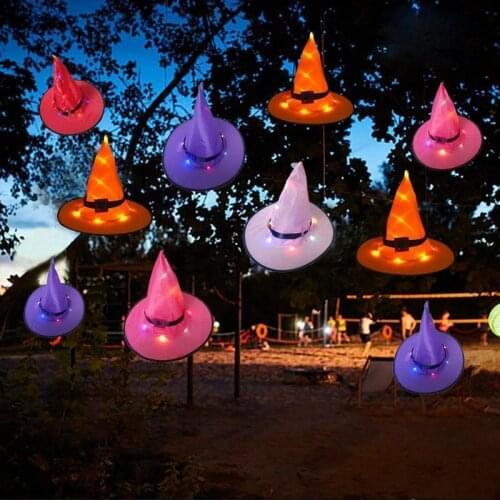 Lighted Witch Hat Battery Powered Hanging Halloween Decoration for Garden Indoor Outdoor Event Party Party Hats Festive Hats