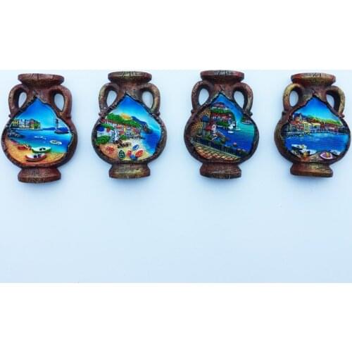 Italy Sicily seaside town tourist souvenirs three-dimensional classical pot landscape crafts magnet fridge magnet