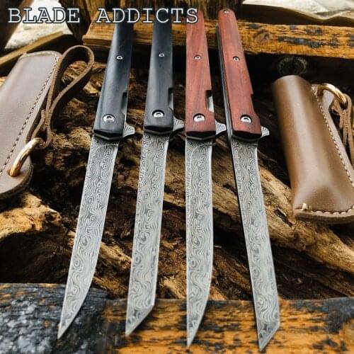 M390 Damascus Blade Pocket Tactical Folding Hidden Knife Outdoor Portable Survival Camping Hunting Knives Collection Gifts