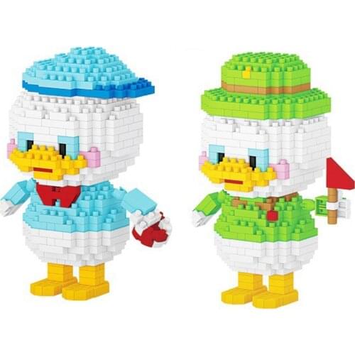 Disney cartoon Donald Duck nephew micro diamond block Dewey Louie building brick educational toy nanobrick for children gifts