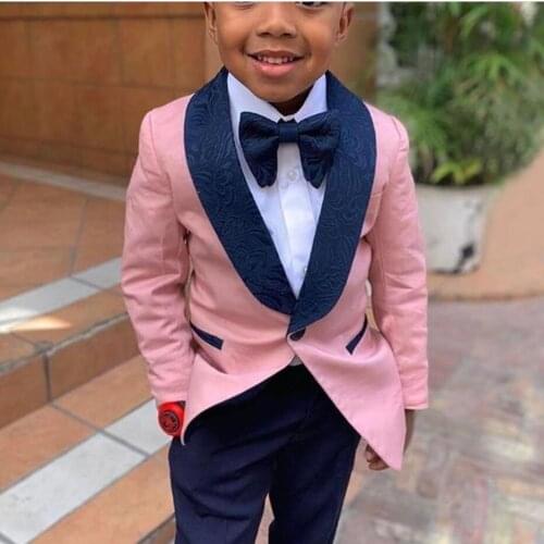 Boys Suits For Wedding Clothing Kids Birthday Party Formal Outfits Sets Ring Bearer Attire (Jacket +Pants+Bow))