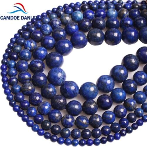 CAMDOE DANLEN 100% Natural Lapis Lazuli Round Beads 4 6 8 10 12mm Diy Bracelet Necklace Fashion Jewelry Making Christmas Gift