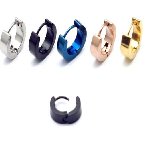 1 pair stainless steel round stud earrings 5 colors 4 sizes choose body piercing jewelry fashion women men earrings nickel free