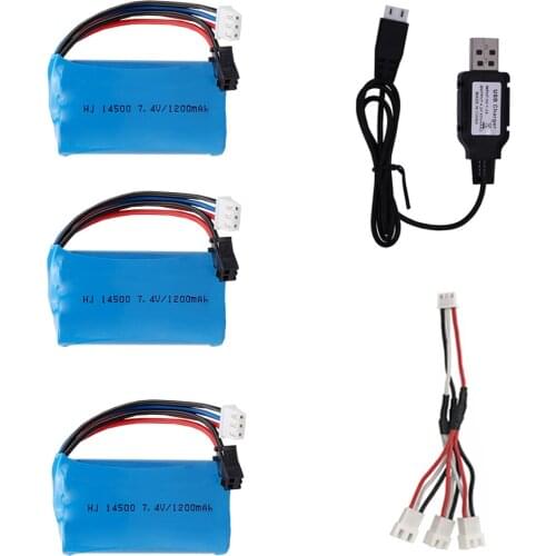 7.4V 1200mAh rechargeable Li-ion battery with USB Charger for Electric Toys water bullet gun toys accessory 7.4 V 2S toy battery