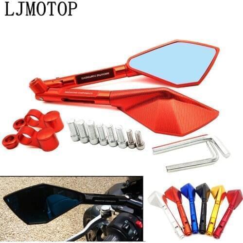 Motorcycle Mirror CNC Aluminum Motorbike Blue Handlebar Rearview Mirror For Kawasaki Z1000SX Z750 Z1000 Z650 Z900 Z800 Z250 Z300