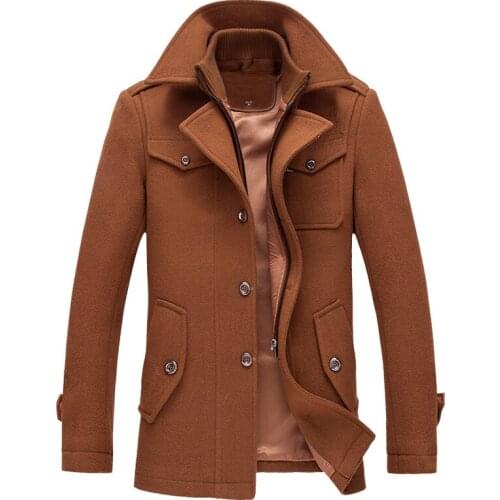 2021 Autumn Winter Wool Men Jacket Coat Solid Casual Turn Down Collar Button Thick Warm Hot Sale New Brand Men Coat