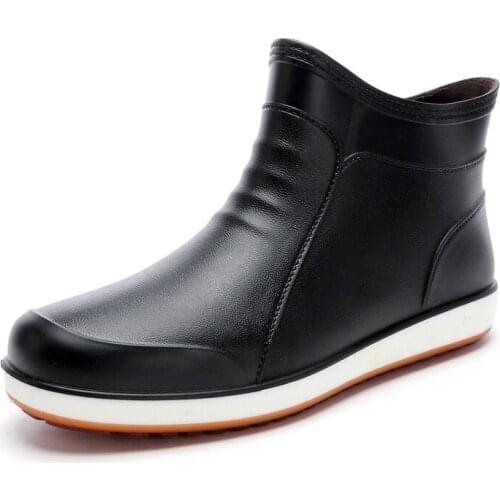2021 Autumn Winter New Concise Style Boots for Man Round Low Heel Plush Rainboots with Platform Comfortable for Outside