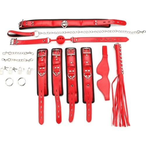 Tied Ultimate Bondage Kit, Blindfold, Ball Gag, Necklace, Wrist & Ankle Handcuffs, Paddle Spanking Sex Toys for Couples