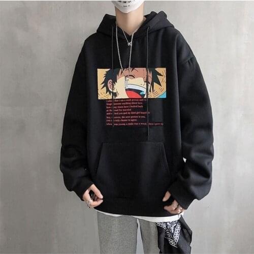 Autumn and winter Hooded mens Plush Korean version trend loose pirate king topstyle cartoon coat college style