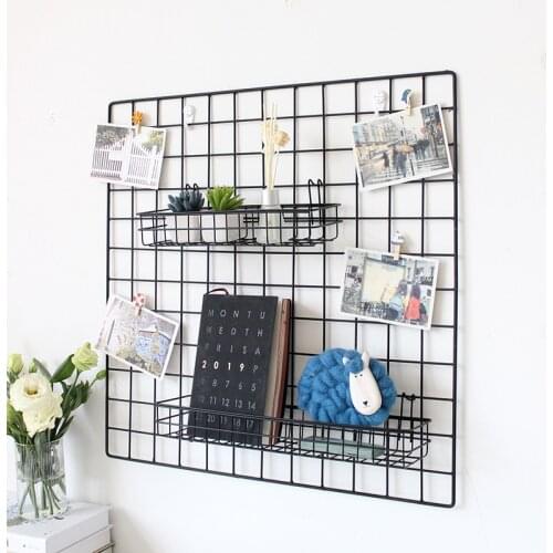 Scandinavian Minimalist Grid Hanging Basket Storage Basket Iron Art Iron Wire Wall-mounted Basket Bedroom Dormitory Storage Bask