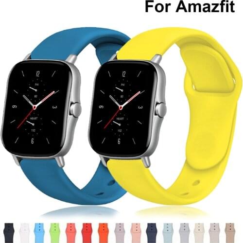 20mm/22mm Watch Strap For Amazfit GTS/2e/GTS2/GTR 42mm/47mm/Stratos 2/3 Silicone Watchband Sport Bracelet Amazfit Bip/Pace Band