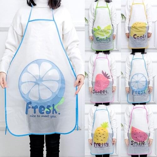 Cute Fruit Pattern PVC Apron For Baking Cooking Waist Kitchen Accessory Sleeveless Waterproof Anti-Oil Aprons Cooking Cover Coat