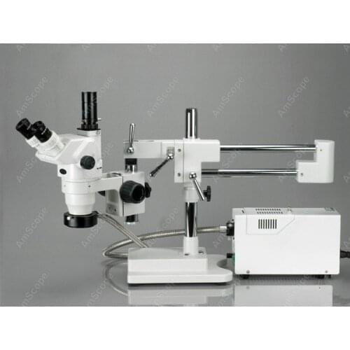 Trinocular Stereo Microscope--AmScope Supplies 2X-225X Advanced Boom Trinocular Stereo Microscope with Fiber Optic Ring Light