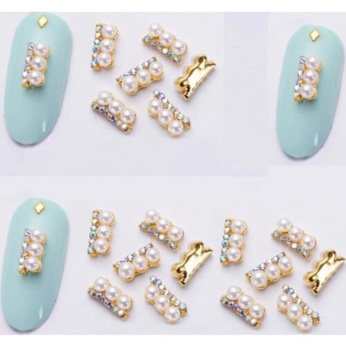 100 pcs 3D Pearl AB Crystal rectangle nail decoration/ AB Rhinestone glitter charm Nail DIY deco/ jewelry handmade supply,24type