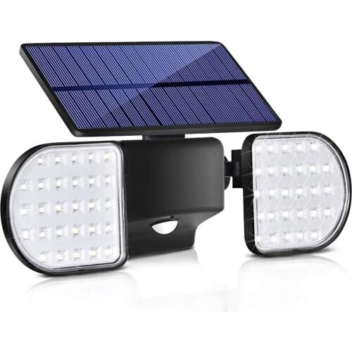 Solar Motion Lights Outdoor 56 LED Motion Sensor Security Lights IP65 Waterproof Flood 360 Adjustable Double-Head Lights