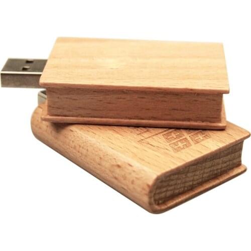 Wooden Book Pendrive Usb Flash Drive 2.0 Pen Drive 4GB 8GB 16GB 32GB U Disk Custom Logo Flashdrive Memory Stick Gift Wedding