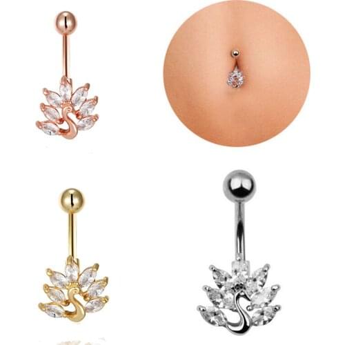 2021 New Vintage Stainless steel zircon inlaid animal pattern navel Button Navel Ring Navel nail fashion belly piercing jewelry
