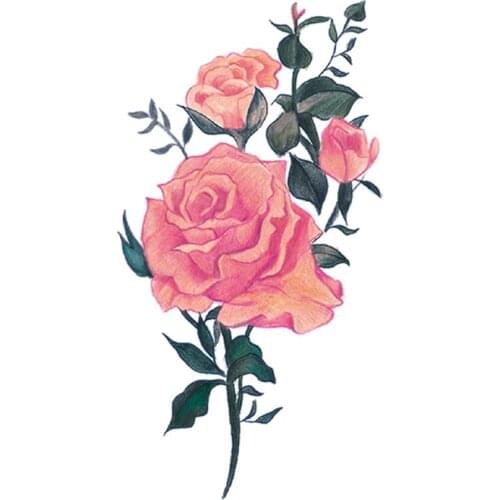 Waterproof Temporary Tattoo Sticker Watercolor Roses Design Fake Tattoos Flash Tatoos Arm Chest Neck Body Art for Women Girl