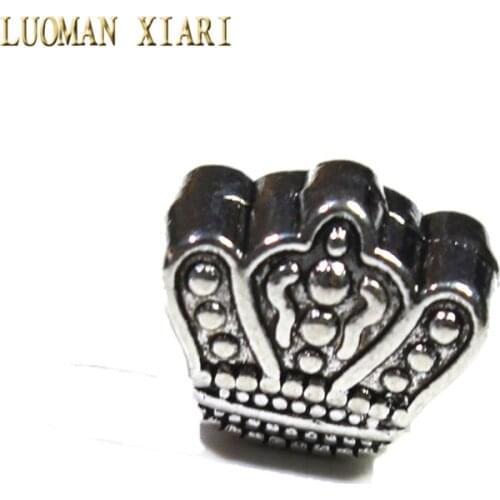 Factory Price Lot Crown Big Hole Silvery Golden Alloy Spacers Beads Charms DIY For Jewelry Making Bracelet 10*11 mm 10/20 pcs